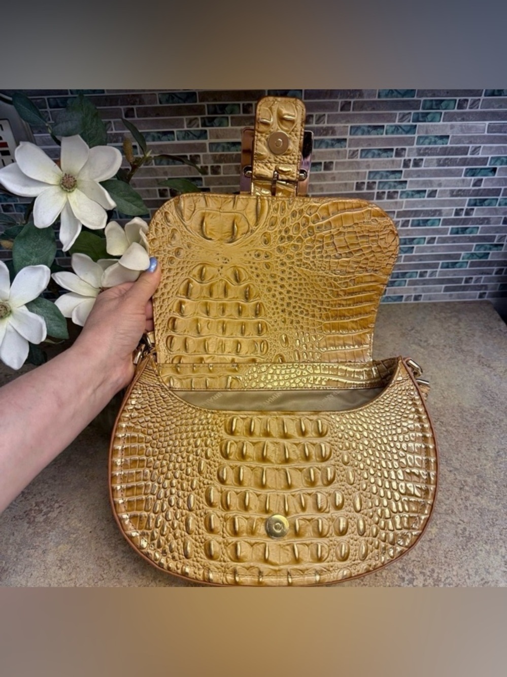 NWT Brahmin Cynthia golden Honey Brown purse - Picture 7 of 8
